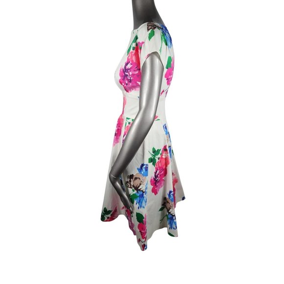 Kate Spade NWT Floral Dress White Blooms Fit and Flare Pink 0 - Picture 7 of 10